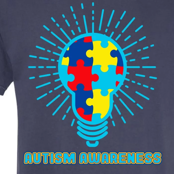 Autism Awareness Puzzle Light Bulb Garment-Dyed Heavyweight T-Shirt