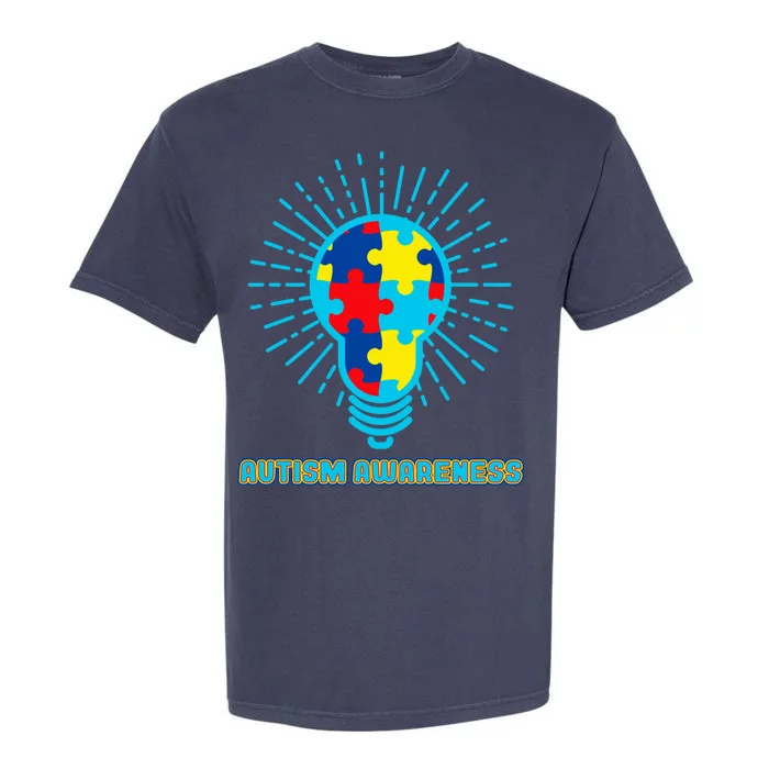 Autism Awareness Puzzle Light Bulb Garment-Dyed Heavyweight T-Shirt