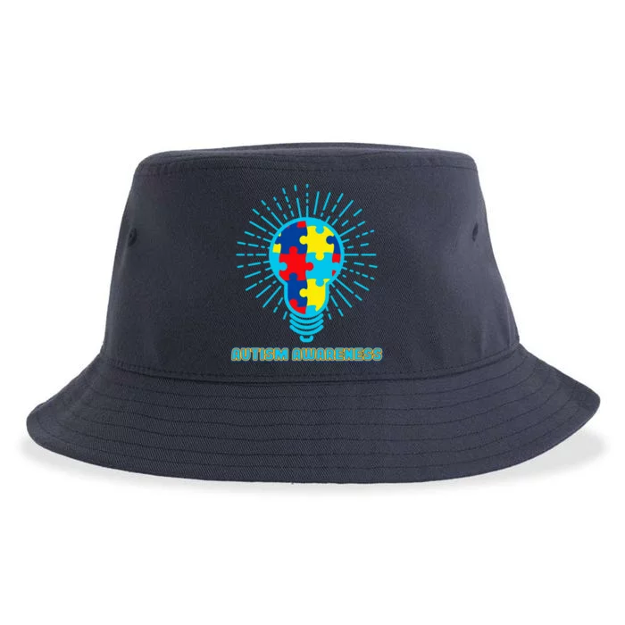 Autism Awareness Puzzle Light Bulb Sustainable Bucket Hat