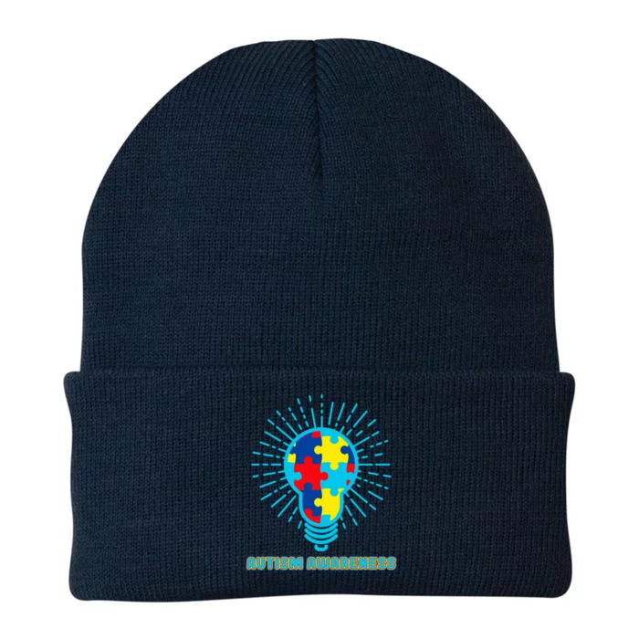 Autism Awareness Puzzle Light Bulb Knit Cap Winter Beanie