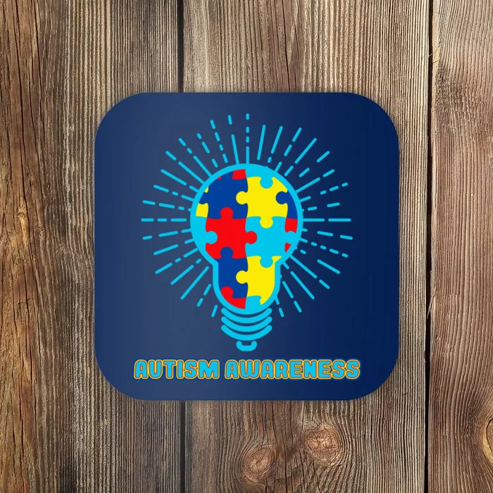 Autism Awareness Puzzle Light Bulb Coaster