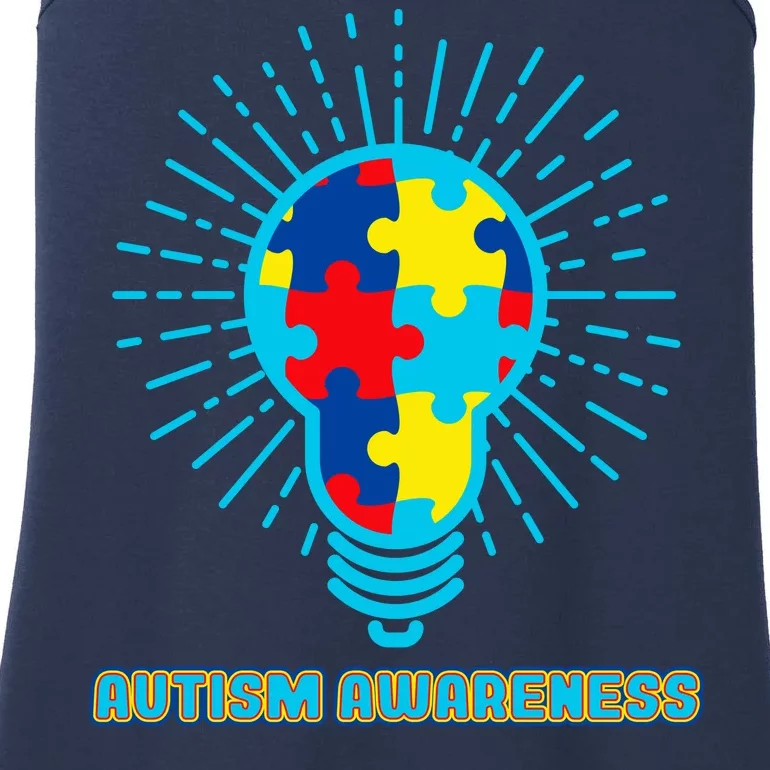 Autism Awareness Puzzle Light Bulb Ladies Essential Tank