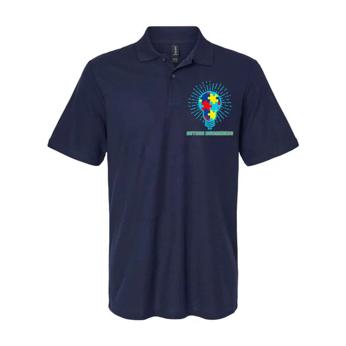 Autism Awareness Puzzle Light Bulb Softstyle Adult Sport Polo