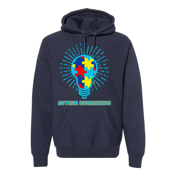 Autism Awareness Puzzle Light Bulb Premium Hoodie