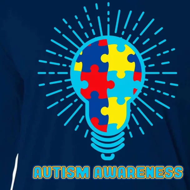 Autism Awareness Puzzle Light Bulb Cooling Performance Long Sleeve Crew