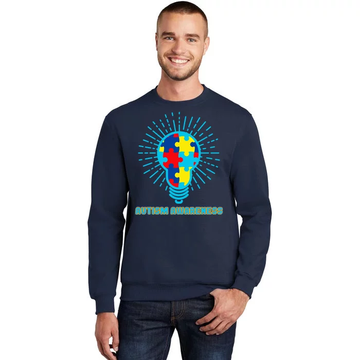 Autism Awareness Puzzle Light Bulb Tall Sweatshirt