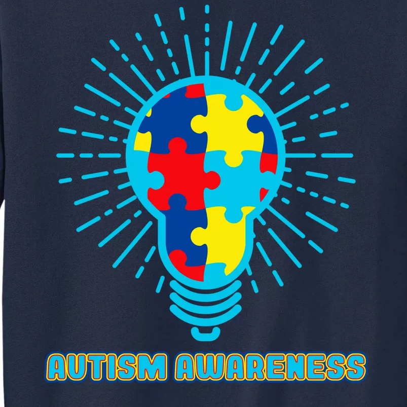 Autism Awareness Puzzle Light Bulb Tall Sweatshirt