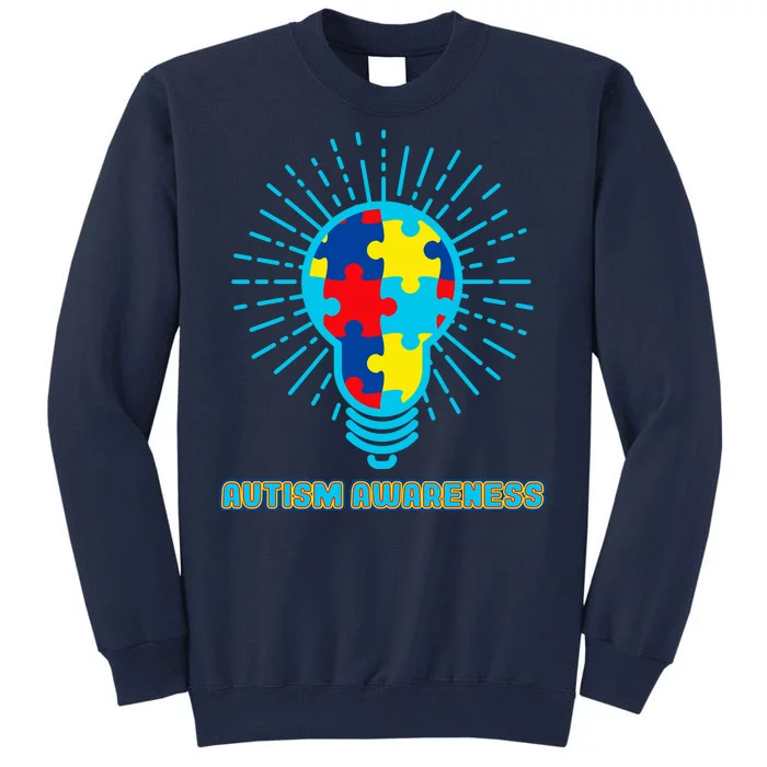 Autism Awareness Puzzle Light Bulb Tall Sweatshirt