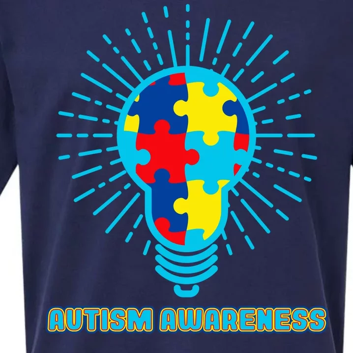 Autism Awareness Puzzle Light Bulb Sueded Cloud Jersey T-Shirt