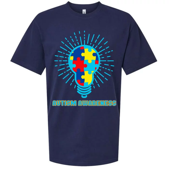 Autism Awareness Puzzle Light Bulb Sueded Cloud Jersey T-Shirt