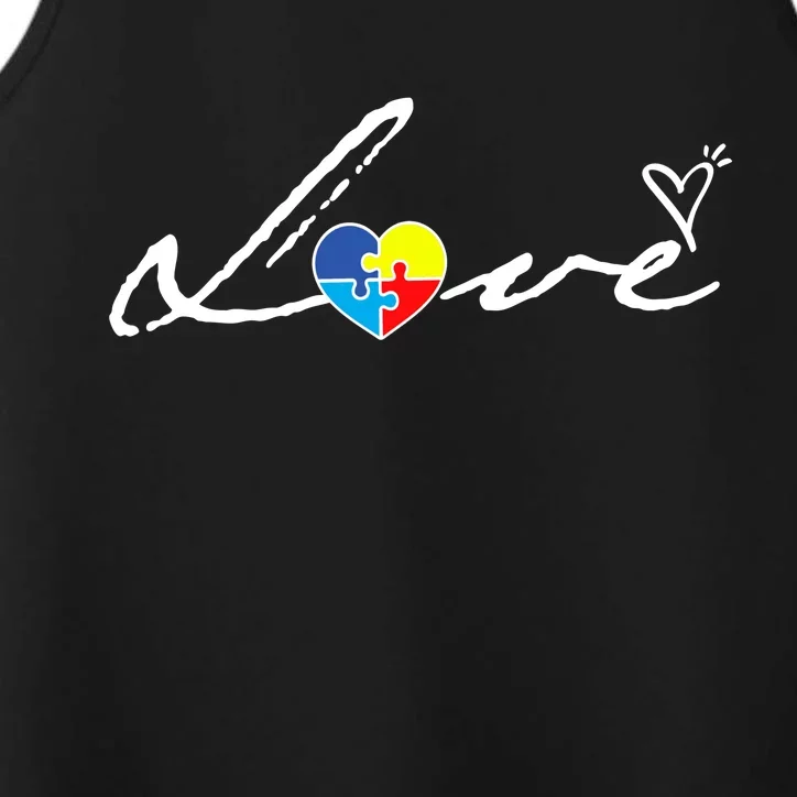 Autism Awareness Puzzle Piece Heart Performance Tank