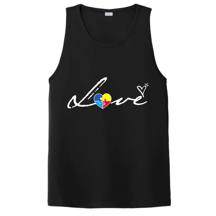 Autism Awareness Puzzle Piece Heart Performance Tank