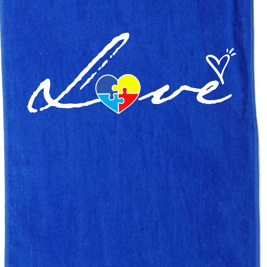 Autism Awareness Puzzle Piece Heart Platinum Collection Golf Towel