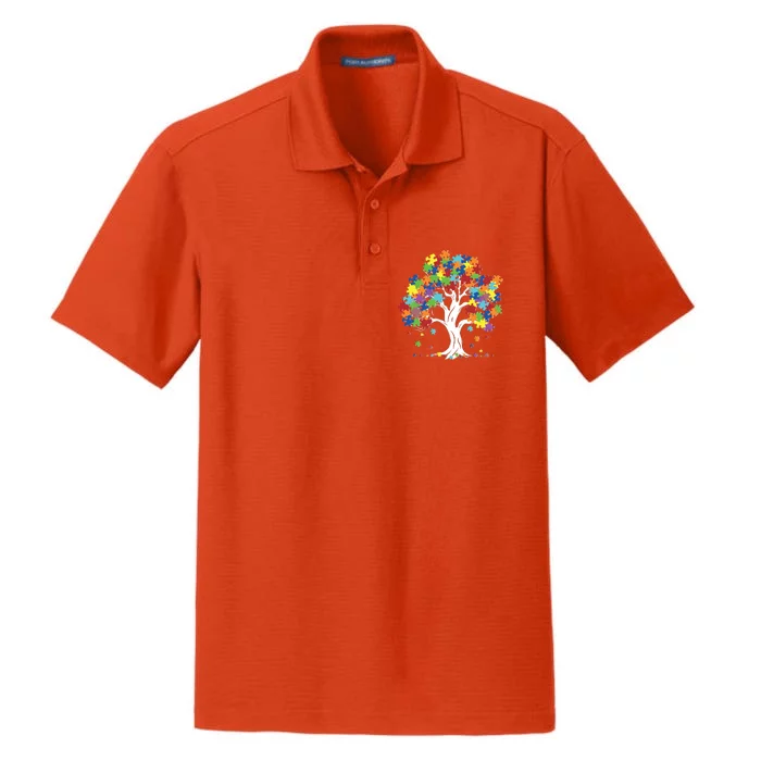 Autism Awareness Puzzle Piece Tree Dry Zone Grid Performance Polo