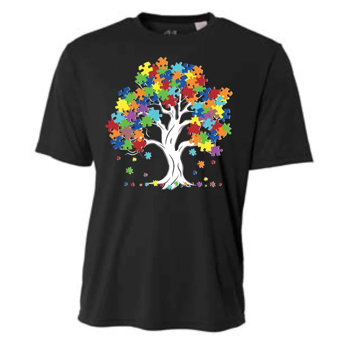 Autism Awareness Puzzle Piece Tree Cooling Performance Crew T-Shirt