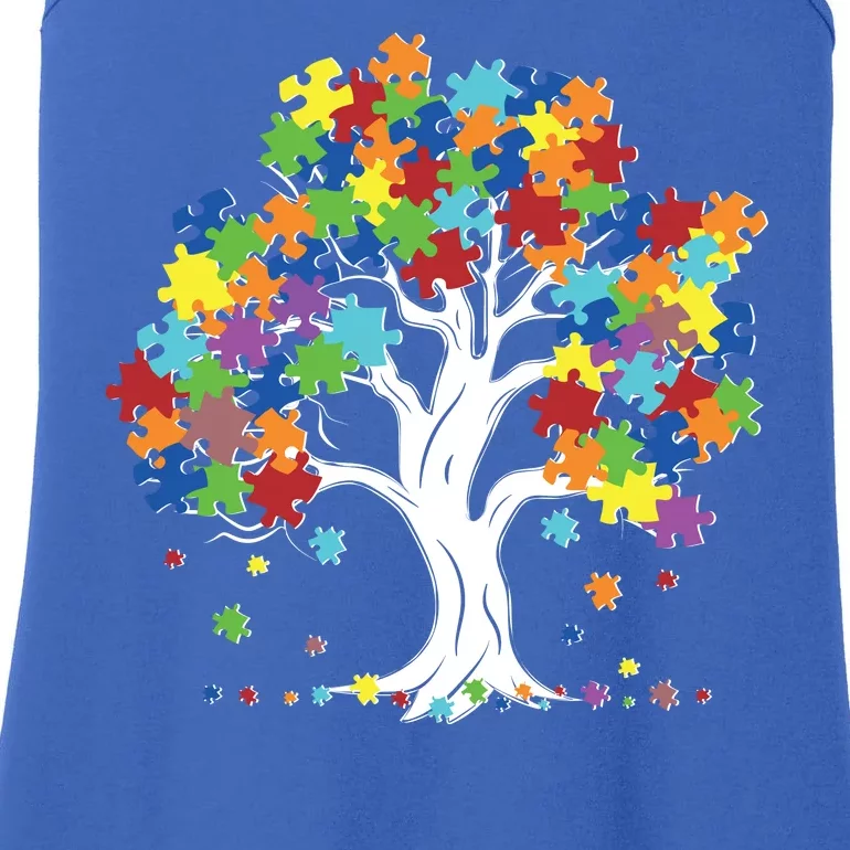 Autism Awareness Puzzle Piece Tree Ladies Essential Tank