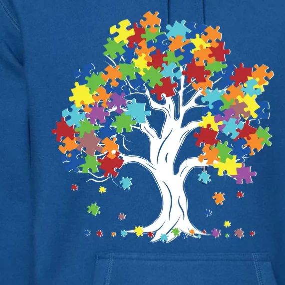 Autism Awareness Puzzle Piece Tree Premium Hoodie