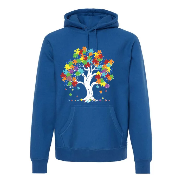 Autism Awareness Puzzle Piece Tree Premium Hoodie