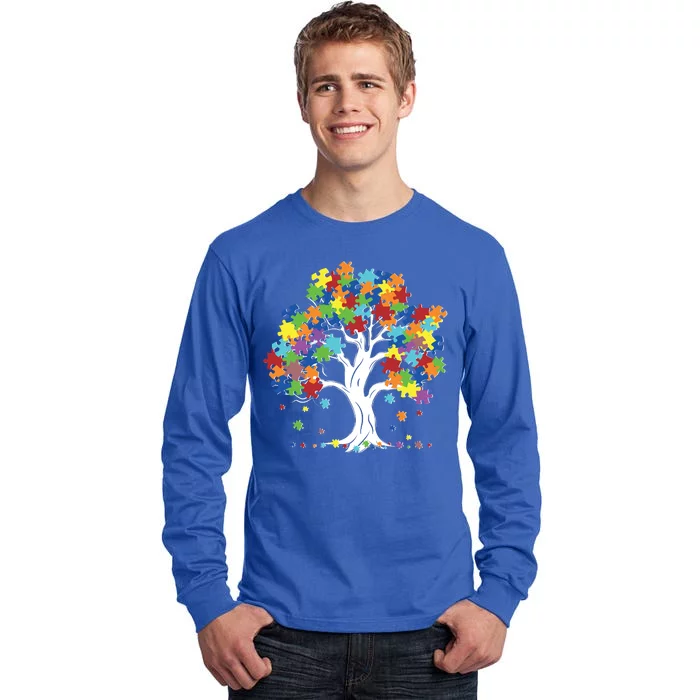 Autism Awareness Puzzle Piece Tree Tall Long Sleeve T-Shirt