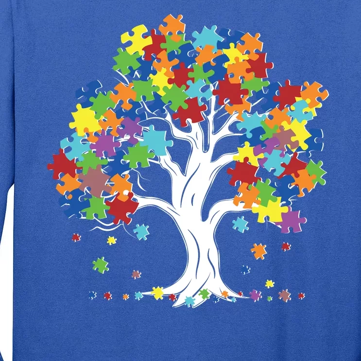 Autism Awareness Puzzle Piece Tree Tall Long Sleeve T-Shirt