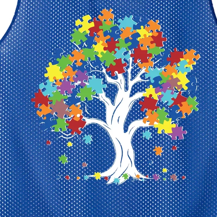 Autism Awareness Puzzle Piece Tree Mesh Reversible Basketball Jersey Tank