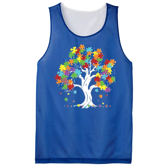 Autism Awareness Puzzle Piece Tree Mesh Reversible Basketball Jersey Tank