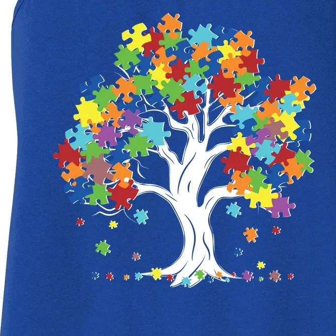 Autism Awareness Puzzle Piece Tree Women's Racerback Tank