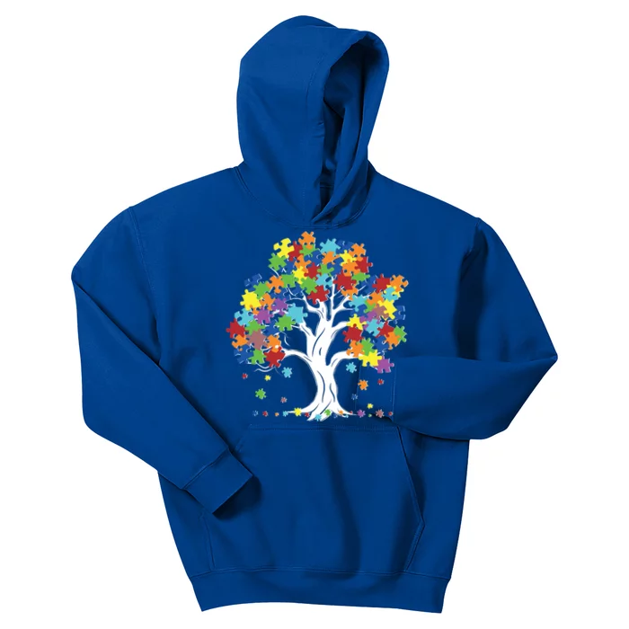 Autism Awareness Puzzle Piece Tree Kids Hoodie