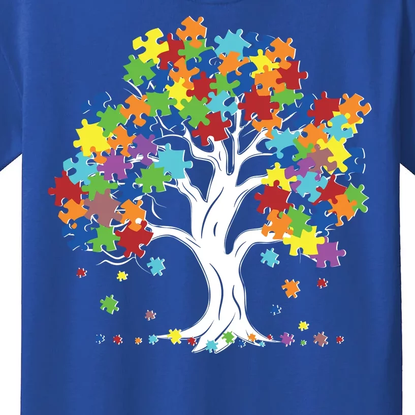 Autism Awareness Puzzle Piece Tree Kids T-Shirt