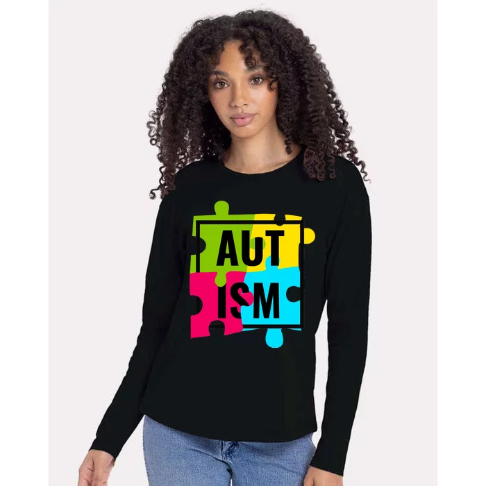 Autism Awareness Puzzle Pieces Womens Cotton Relaxed Long Sleeve T-Shirt