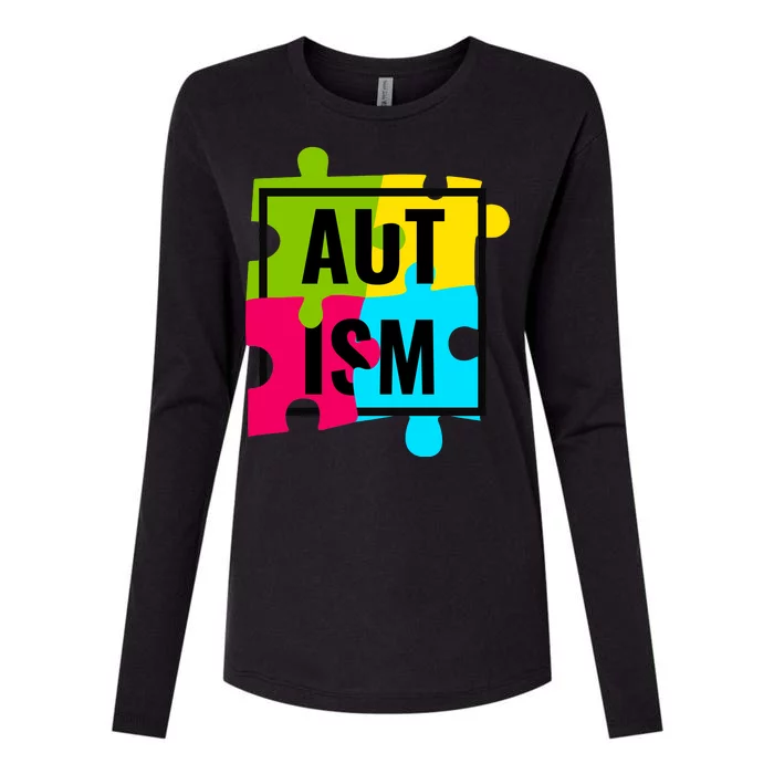 Autism Awareness Puzzle Pieces Womens Cotton Relaxed Long Sleeve T-Shirt