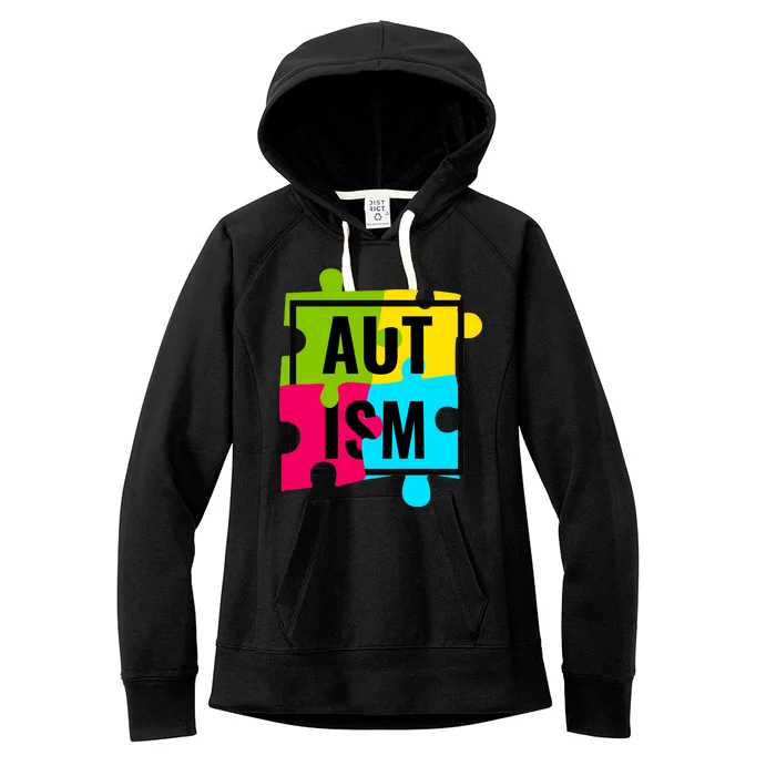 Autism Awareness Puzzle Pieces Women's Fleece Hoodie