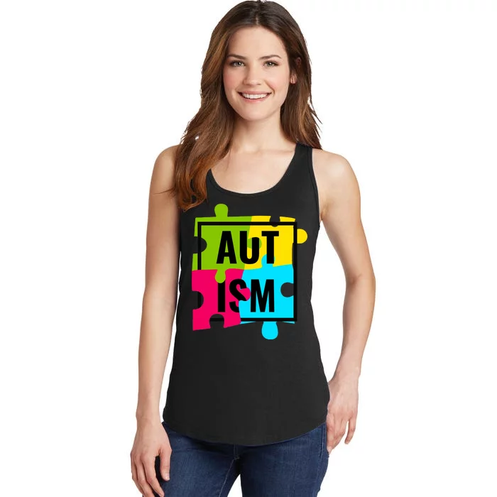 Autism Awareness Puzzle Pieces Ladies Essential Tank