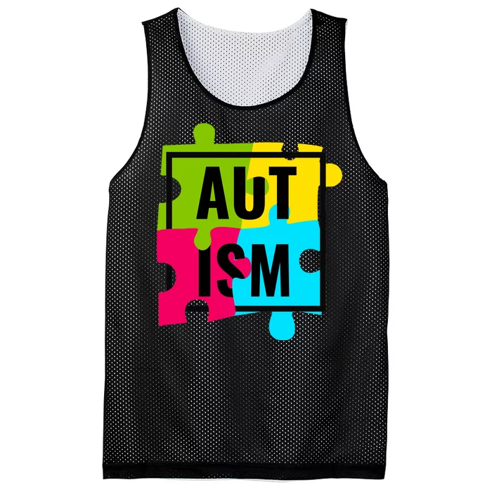 Autism Awareness Puzzle Pieces Mesh Reversible Basketball Jersey Tank