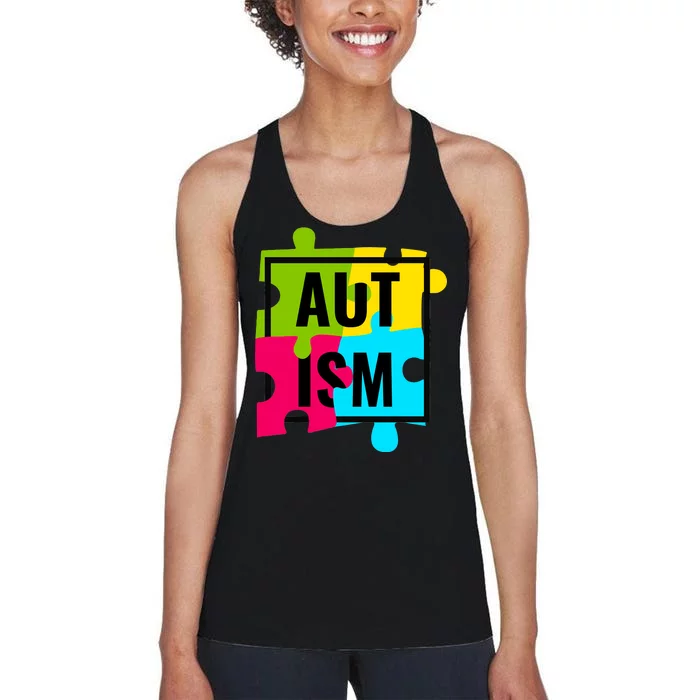 Autism Awareness Puzzle Pieces Women's Racerback Tank