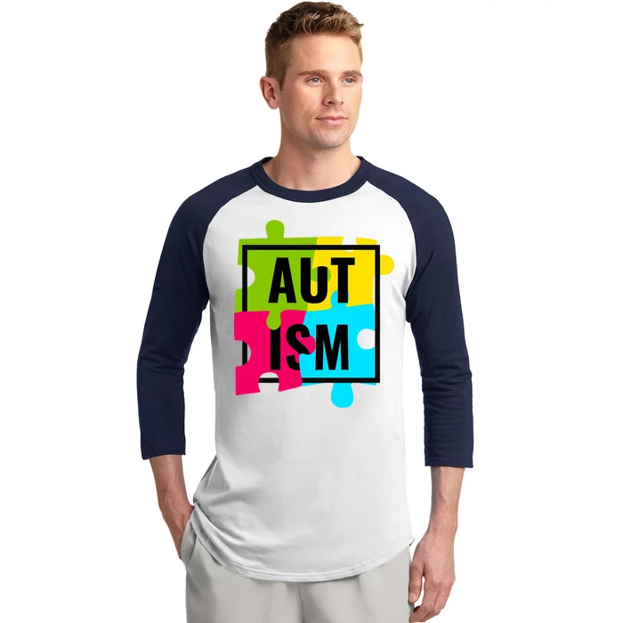 Autism Awareness Puzzle Pieces Baseball Sleeve Shirt