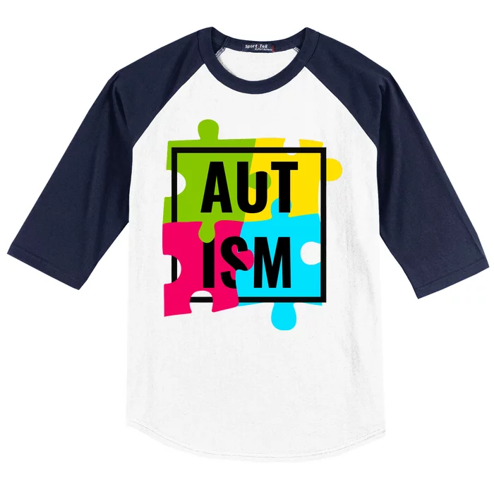 Autism Awareness Puzzle Pieces Baseball Sleeve Shirt