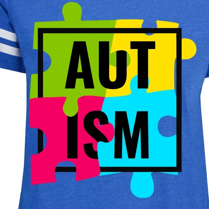 Autism Awareness Puzzle Pieces Enza Ladies Jersey Football T-Shirt