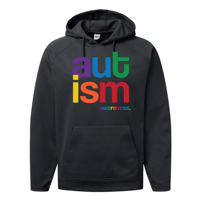 Autism Awareness Rainbow Letters Performance Fleece Hoodie