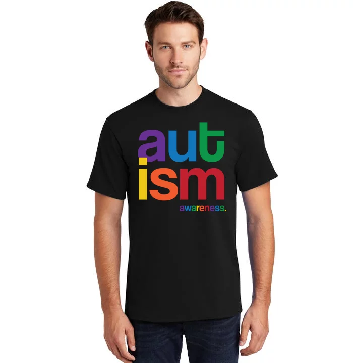 Autism Awareness Rainbow Letters Tall T-Shirt