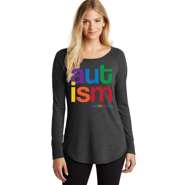 Autism Awareness Rainbow Letters Women's Perfect Tri Tunic Long Sleeve Shirt