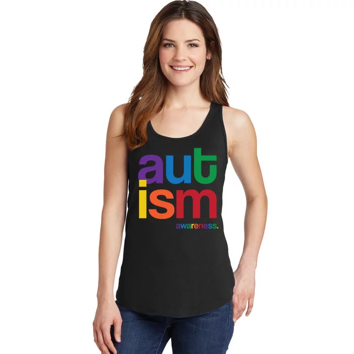 Autism Awareness Rainbow Letters Ladies Essential Tank