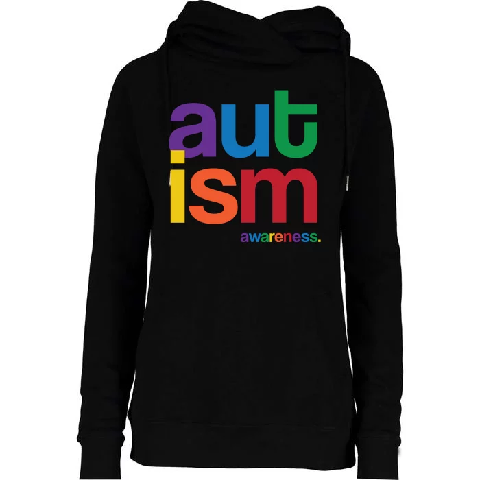 Autism Awareness Rainbow Letters Womens Funnel Neck Pullover Hood