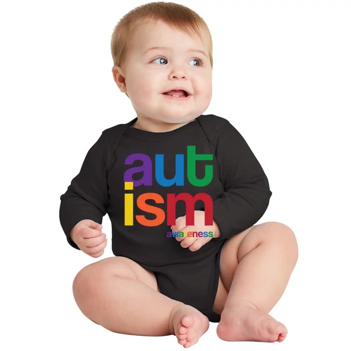 Autism Awareness Rainbow Letters Baby Long Sleeve Bodysuit