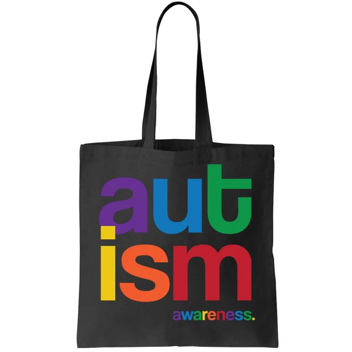 Autism Awareness Rainbow Letters Tote Bag