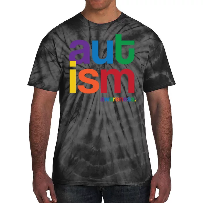 Autism Awareness Rainbow Letters Tie-Dye T-Shirt