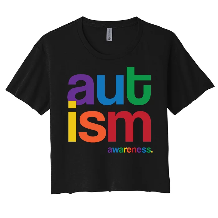 Autism Awareness Rainbow Letters Women's Crop Top Tee