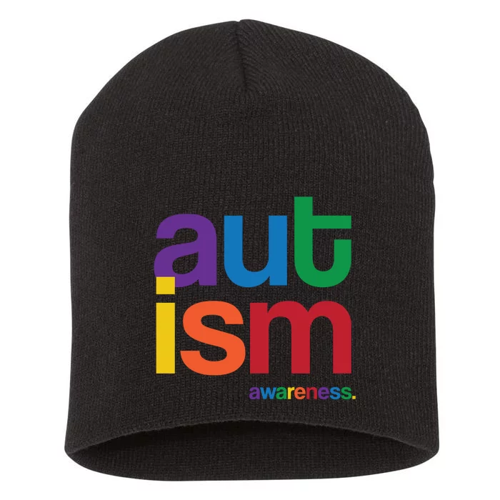 Autism Awareness Rainbow Letters Short Acrylic Beanie