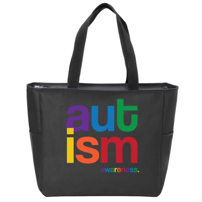 Autism Awareness Rainbow Letters Zip Tote Bag