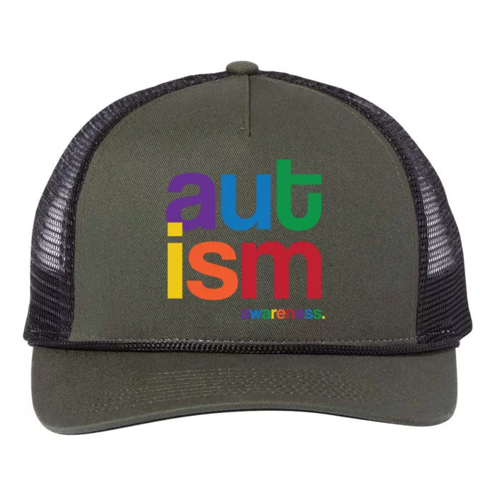 Autism Awareness Rainbow Letters Retro Rope Trucker Hat Cap